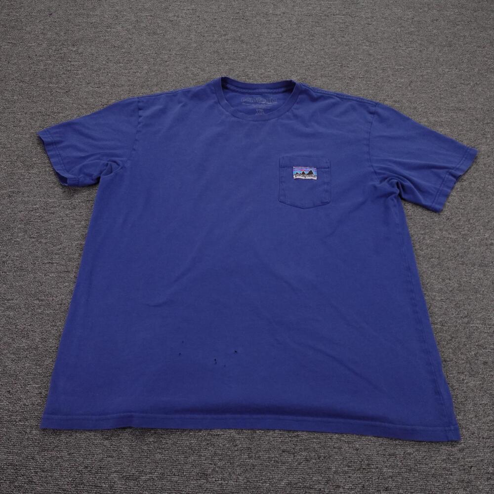 Patagonia Shirt Mens XL Blue Pocket Tee 100% Organic Cotton Made USA Tagless